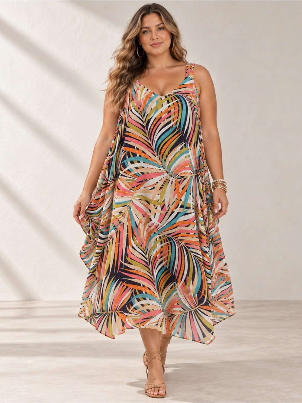 Signature Robbie Bee Maxi Dress 24W NWT $89 Tropical Print Flowy Plus Size